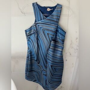 Chic Asymmetrical Blue Swirl Dress